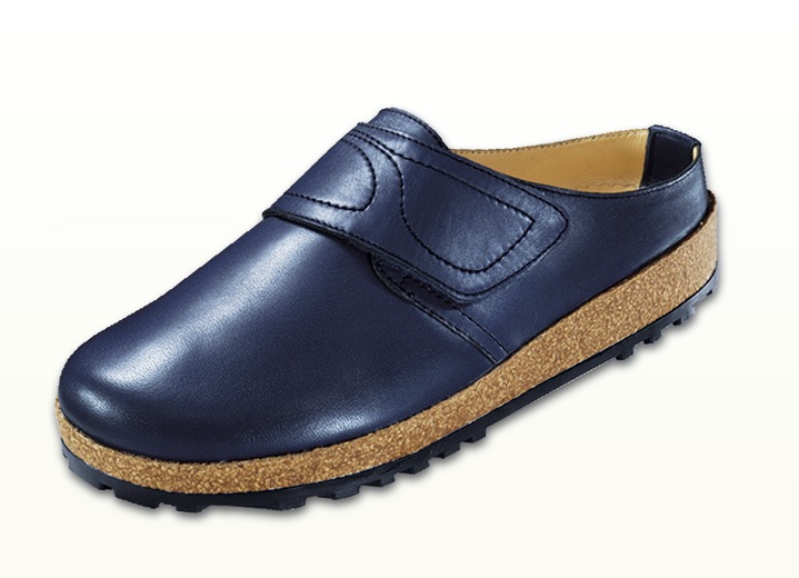 Komfortschuhe - Haflinger-Lederclog aus weichem Rindleder, in Größe 036 bis 042, in Farbe BLAU Ansicht 1