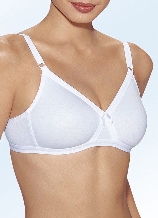 Damenwäsche - Naturana Zweierpack BH aus Baumwolle, in Größe 075 bis 095, in Cup B, in Farbe WEISS