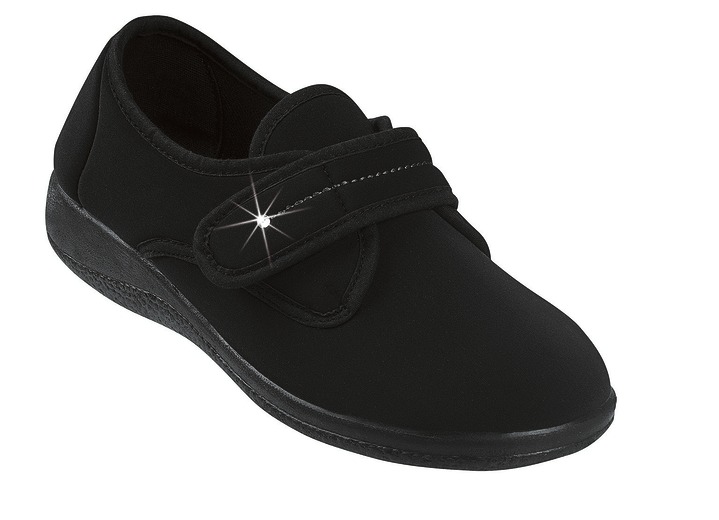 Komfortschuhe - Klettslipper Josephine in Weite H für den kräftigen Fuß, in Größe 036 bis 042, in Farbe SCHWARZ Ansicht 1