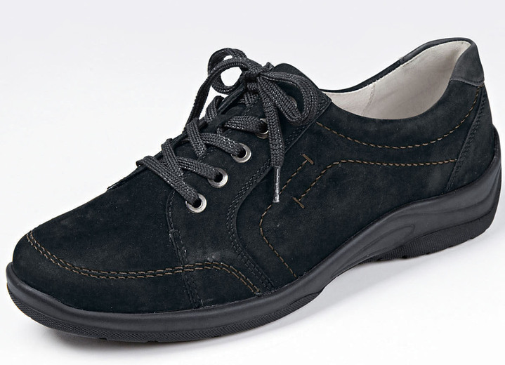 Weite H - Waldläufer, bequeme Damen-Schnürschuhe, Weite H, mit herausnehmbarem Fußbett, in Größe 3 1/2 bis 8, in Farbe SCHWARZ Ansicht 1