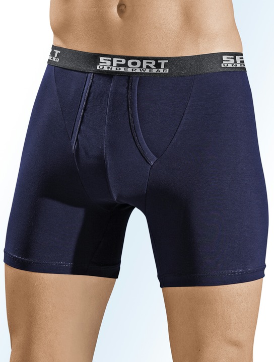 Unterhosen - Dreierpack Pants aus Feinjersey, uni bunt, in Größe 005 bis 011, in Farbe 2X MARINE, 1X BORDEAUX