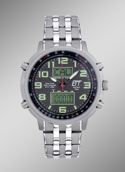 - ETT-Funk-Solar-Herrenuhr mit Edelstahlbandgehäuse, in Farbe  Ansicht 1