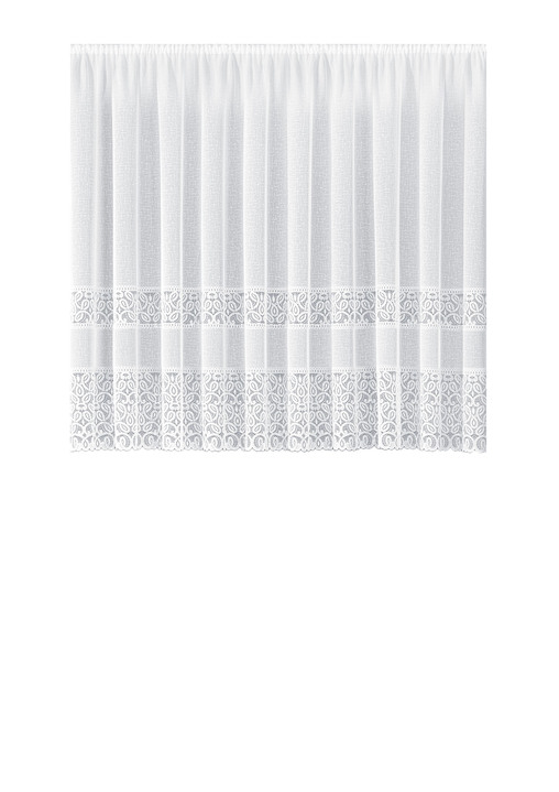 Klassisch - Blumenfenster-Store mit Universalschienenband, in Größe 136 (H120xB250 cm) bis 174 (H160xB500 cm), in Farbe WEISS Ansicht 1