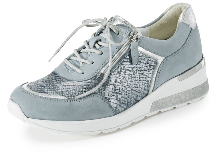 Weite H - Waldläufer, bequeme Damen-Schnürschuhe, Weite H, mit herausnehmbarem Fußbett, in Größe 4 1/2 bis 9, in Farbe BLEU-MATTSILBER Ansicht 1