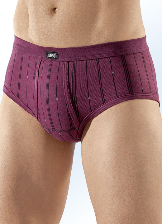 Unterhosen - Fünferpack Slips, gestreift, in Größe 005 bis 012, in Farbe 3X RUBIN-SCHWARZ, 2X ULTRAMARIN-SCHWARZ