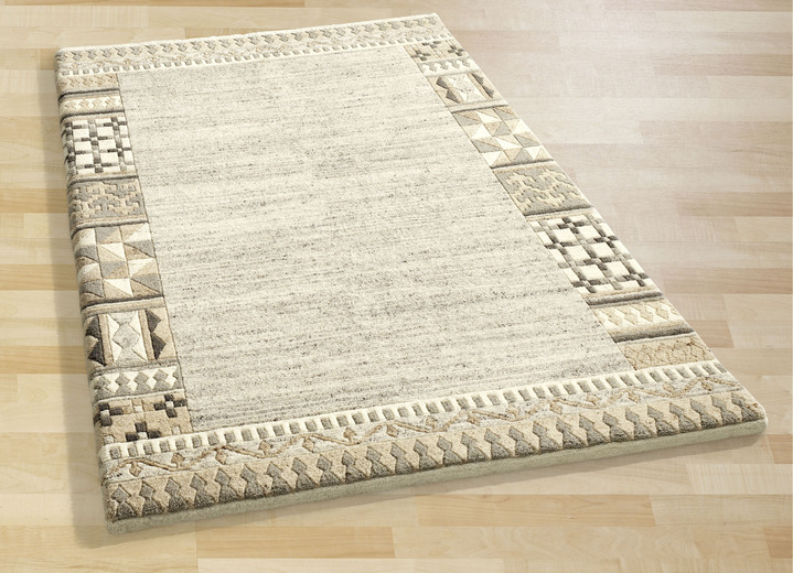 Modern - Handgearbeitete Teppiche, Brücken und Bettumrandung, in Größe 103 (Brücke, 60x 90 cm) bis 325 (Bettumrandung, 3-teilig), in Farbe NATUR-GRAU Ansicht 1