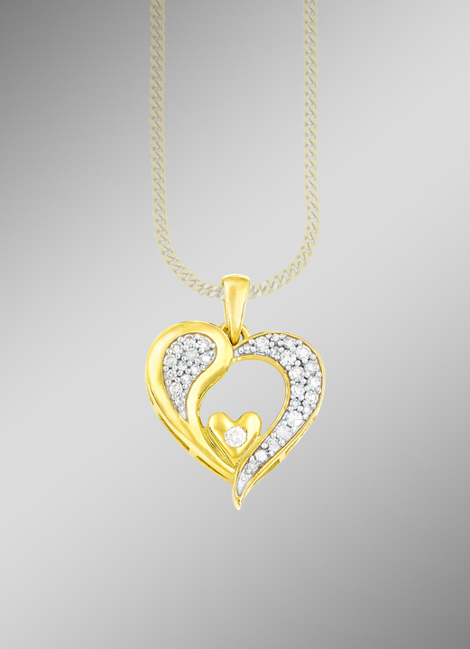 - Romantischer Herz-Anhänger mit Diamanten, in Farbe  Ansicht 1