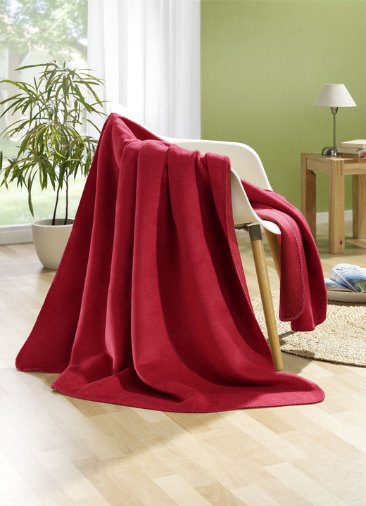 Wohndecken - Wohndecke mit Festonstich-Einfassung, in Farbe ROT Ansicht 1