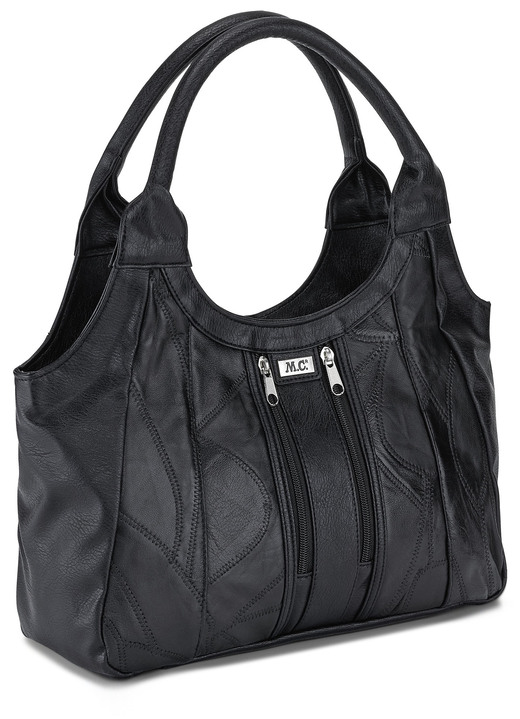 - Patchwork-Tasche aus Nappaleder , in Farbe SCHWARZ Ansicht 1