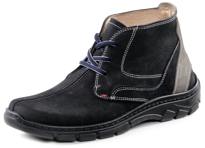 Stiefeletten - Schnür-Boot aus Nubukleder Stiefeletten - Schnür-Boot aus Nubukleder, in Größe 040 bis 046, in Farbe MARINE-TAUPE