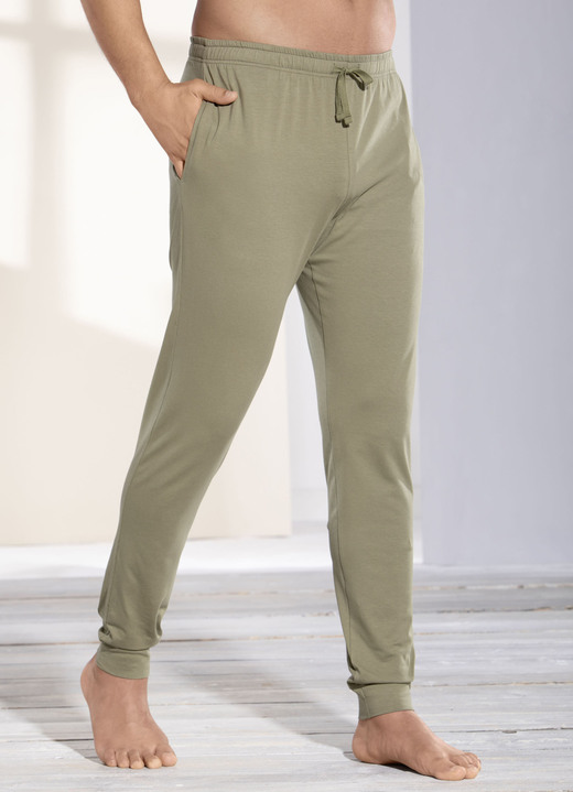 Schlafanzüge - Schlaf- und Freizeithose mit BIO Baumwolle, Bündchenabschllüssen und Durchzugsband Schlafanzüge - Schlaf- und Freizeithose mit BIO Baumwolle, Bündchenabschllüssen und Durchzugsband, in Größe 046 bis 062, in Farbe SCHWARZ