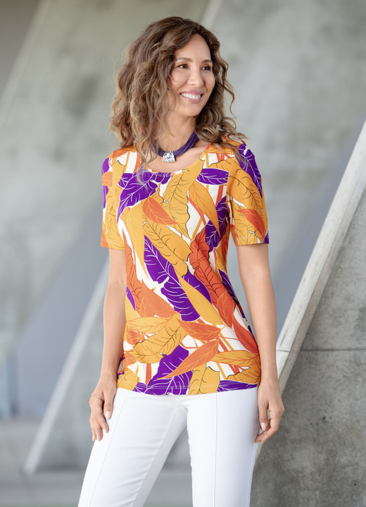 - Shirt mit hübschem Druck - Shirt mit hübschem Druck, in Größe 036 bis 052, in Farbe ORANGE-LILA-BEIGE