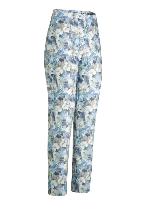 - Hose mit floralem Allover-Dessin, in Größe 018 bis 052, in Farbe ECRU-BLEU-BUNT Ansicht 1