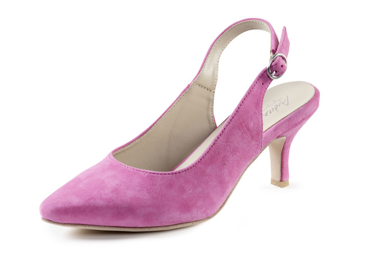 Pumps & Ballerina - Andrea Conti Sling-Pumps aus weichem Samt-Chevreauleder, in Größe 036 bis 042, in Farbe PINK Ansicht 1