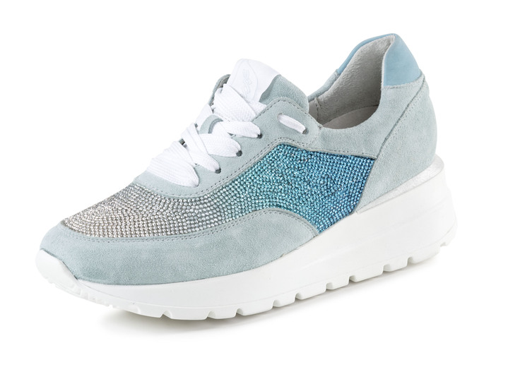 Damenschuhe - Waldläufer Sneaker mit farbverlaufenden, funkelnden Glitzersteinchen, in Größe 3 1/2 bis 8, in Farbe BLEU Ansicht 1