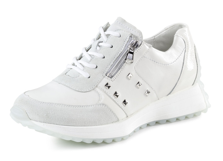 Weite H - Waldläufer Sneaker mit Nietenbesatz, in Größe 3 1/2 bis 8, in Farbe WEISS-EISGRAU Ansicht 1
