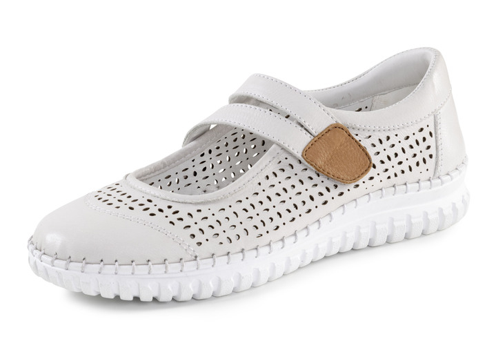 - ELENA EDEN Slipper aus Rind-Nappaleder mit braunem Besatz, in Größe 036 bis 042, in Farbe KIESEL Ansicht 1