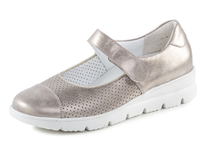 Weite H - Waldläufer Spangenschuh aus teilweise gelochtem Leder, in Größe 3 1/2 bis 8, in Farbe BRONZE Ansicht 1