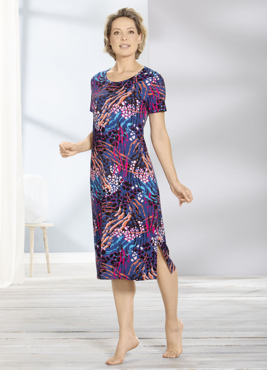 - Hauskleid in Animal-Optik, in Größe 036 bis 062, in Farbe BLAU-BUNT Ansicht 1