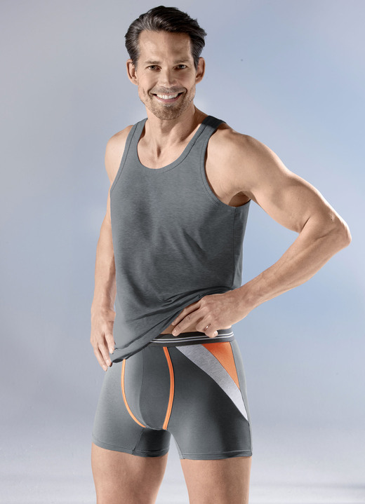 Unterhosen - Viererpack Pants mit farbigen Einsätzen, in Größe 005 bis 011, in Farbe 2X GRAFIT-BUNT, 2X NAVY-BUNT