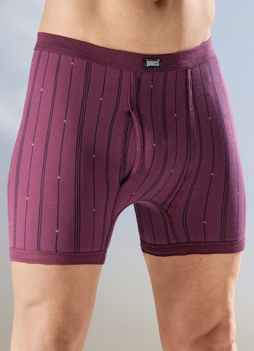 Unterhosen - Viererpack Unterhosen aus Feinripp, gestreift, in Größe 005 bis 014, in Farbe 2X RUBIN-SCHWARZ, 2X ULTRAMARIN-SCHWARZ