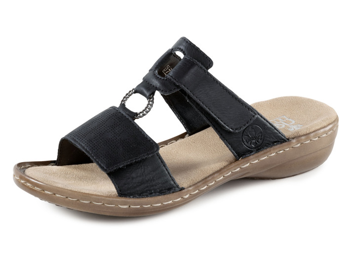 - Rieker Pantolette mit dezenter Prägung und Metallschmuck, in Größe 036 bis 042, in Farbe SCHWARZ Ansicht 1