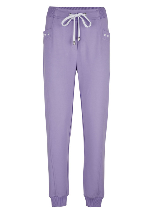 - Hose im Joggpant-Style, in Größe 038 bis 052, in Farbe LILA-WEISS Ansicht 1