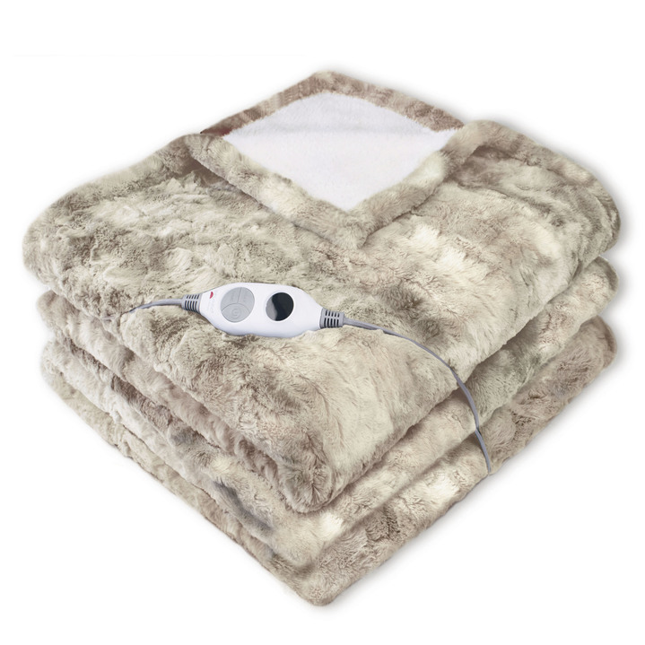 Wohndecken - XXL-Heizdecke in Lammfell-Optik, in Farbe BEIGE Ansicht 1