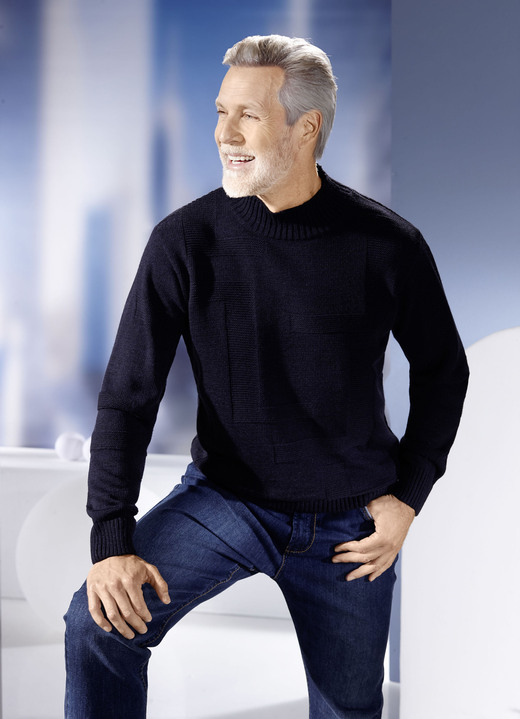 Uni - Pullover mit Strukturdessin in 3 Farben Uni - Pullover mit Strukturdessin in 3 Farben, in Größe 046 bis 062, in Farbe MARINE