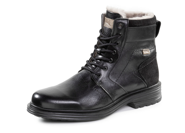 Stiefeletten - Schnür-Stiefel mit echtem Lammfellfutter Stiefeletten - Schnür-Stiefel mit echtem Lammfellfutter, in Größe 040 bis 046, in Farbe SCHWARZ
