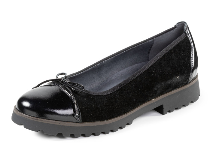 Weite H - Waldläufer, elegante Damen-Ballerinas, Weite H, mit herausnehmbarem Fußbett, in Größe 3 1/2 bis 8, in Farbe SCHWARZ Ansicht 1
