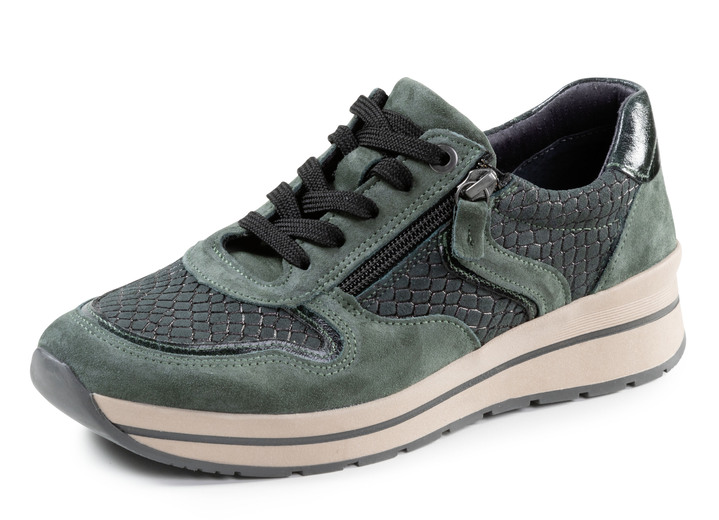 Weite H - ELENA EDEN Schnür-Sneaker mit herausnehmbarem Lederfußbett, in Größe 036 bis 042, in Farbe DUNKELGRÜN Ansicht 1