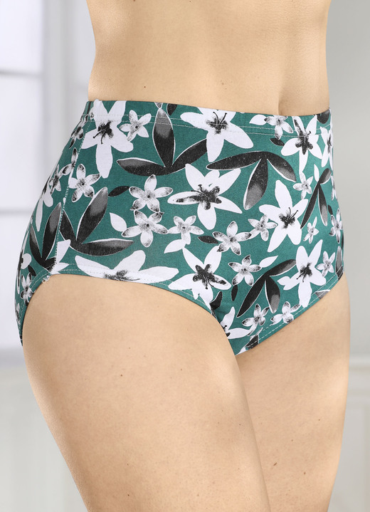 Slips - Viererpack Slips mit Floraldessin, in Größe 038 bis 056, in Farbe PETROL-WEISS-SCHWARZ Ansicht 1