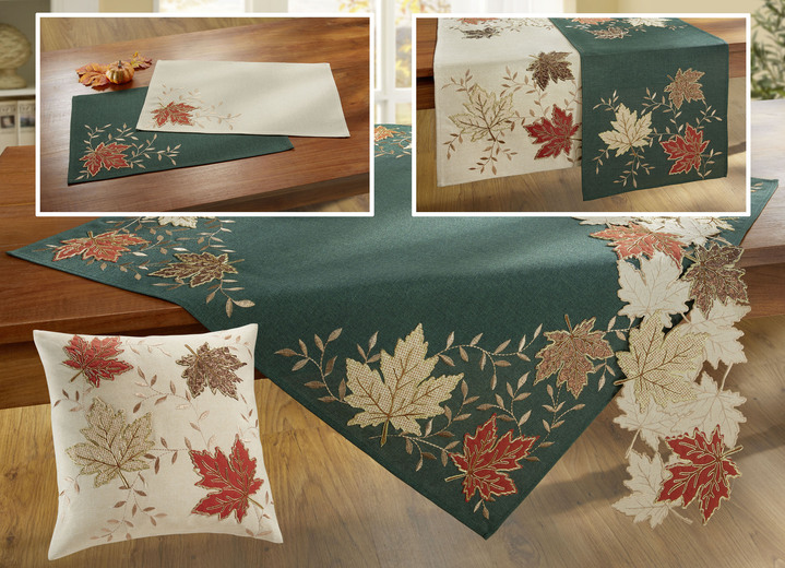 Wohnaccessoires - Herbstliche Tisch- und Raumdekoration mit aufwendigen Applikationen, in Größe 101 (Läufer, 35/ 70 cm) bis 404 (Kissenbezug, 40/ 40 cm), in Farbe ECRU Ansicht 1