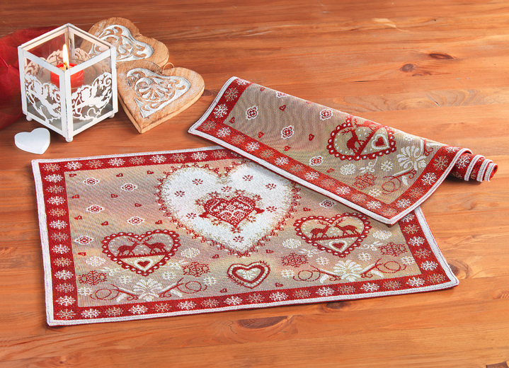 Tischdecken - Gobelin-Platzset, 2-teilig, in Farbe ROT-BUNT Ansicht 1