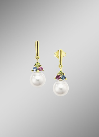 Exquisite Eleganz Ohrstecker mit Süßwasser-Zuchtperlen und Edelsteinen