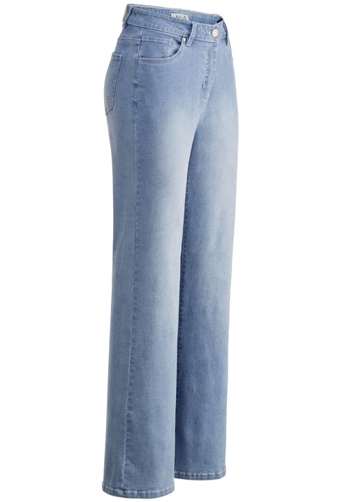 Hosen mit Knopf- und Reißverschluss - Jeans in aktueller Fingerprint-Dessinierung Hosen mit Knopf- und Reißverschluss - Jeans in aktueller Fingerprint-Dessinierung, in Größe 017 bis 050, in Farbe HELLBLAU