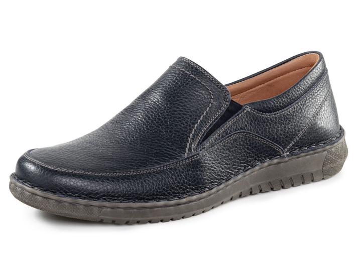 Slipper & Schnürschuhe - GINO GALANTE Slipper aus genarbtem Nappaleder, in Größe 040 bis 046, in Farbe DUNKELBLAU Ansicht 1
