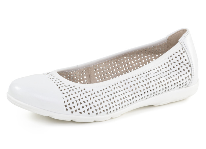 Pumps & Ballerina - Caprice, sommerliche Damen-Ballerinas, Weite G, mit Gummizug, in Größe 036 bis 042, in Farbe WEISS Ansicht 1