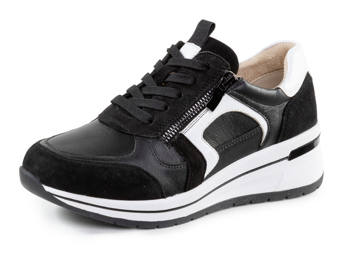 Weite H - ELENA EDEN, sytlische Damen-Sneaker, Weite H, mit herausnehmbarem Fußbett, in Größe 036 bis 042, in Farbe SCHWARZ-WEISS Ansicht 1