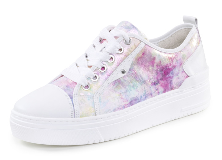 Weite H - Waldläufer Schnür-Sneaker mit verspieltem Druck, in Größe 3 1/2 bis 8, in Farbe WEISS-MULTICOLOR Ansicht 1