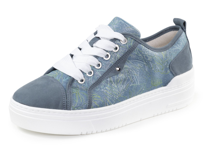 Weite H - Waldläufer Schnür-Sneaker mit verspieltem Druck, in Größe 3 1/2 bis 8, in Farbe JEANS Ansicht 1