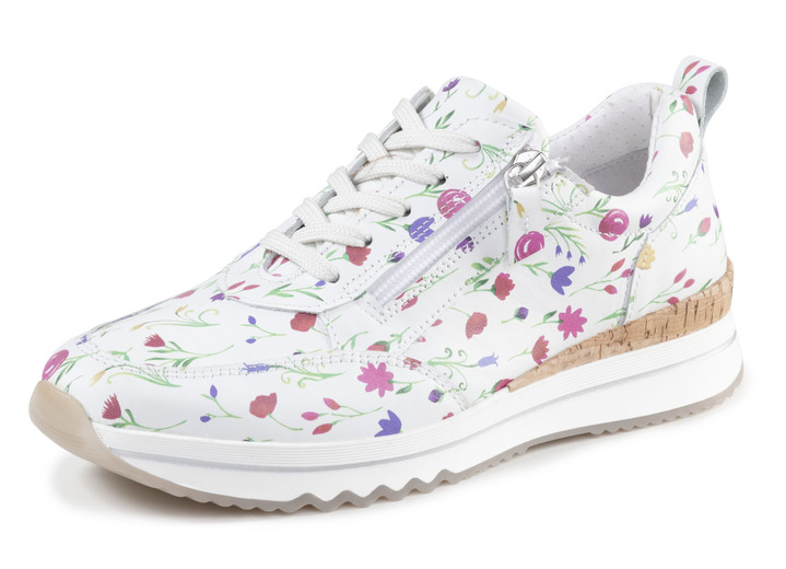 Weite H - ELENA EDEN Sneaker aus floral bedrucktem Nappaleder, in Größe 036 bis 042, in Farbe WEISS-BUNT Ansicht 1
