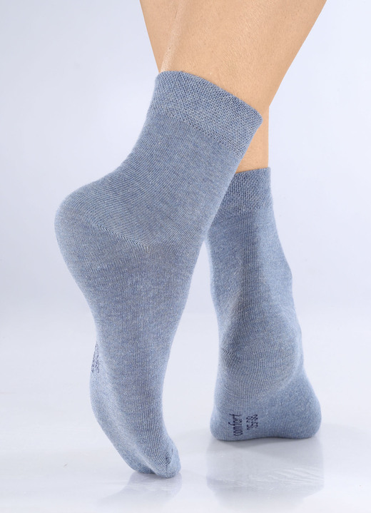 Strümpfe & Strumpfhosen - Fünferpack Socken mit extraweichem Komfortbund, in Größe 1 (Schuhgr. 35-38) bis 3 (Schuhgr. 43-46), in Farbe 3X JEANSBLAU MELIERT, 2X MARINE Ansicht 1