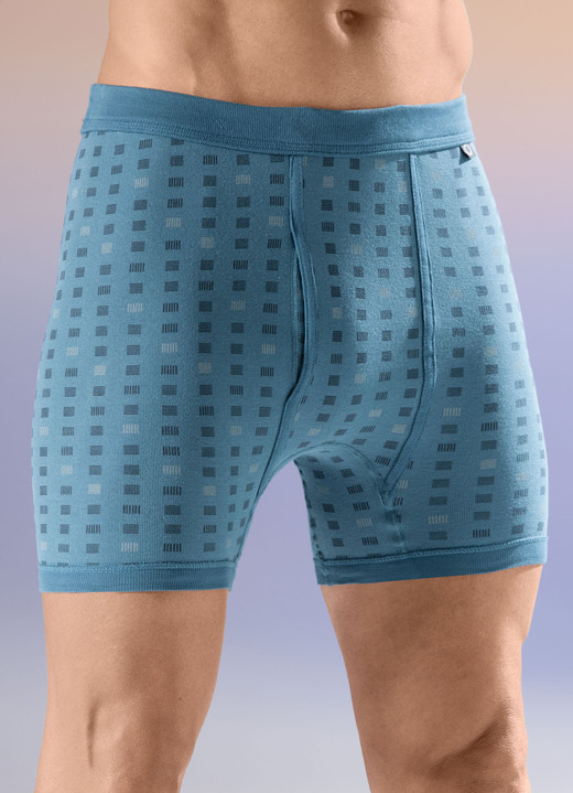Unterhosen - Dreierpack Unterhosen mit Alloverdessin, in Größe 005 bis 014, in Farbe 2X SMARAGD-BUNT, 1X NAVY-BUNT Ansicht 1