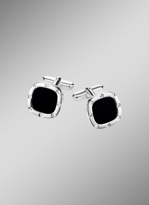 Krawattenhalter / Manschettenknöpfe - Manschettenknöpfe aus Silber mit Onyx, in Farbe  Ansicht 1