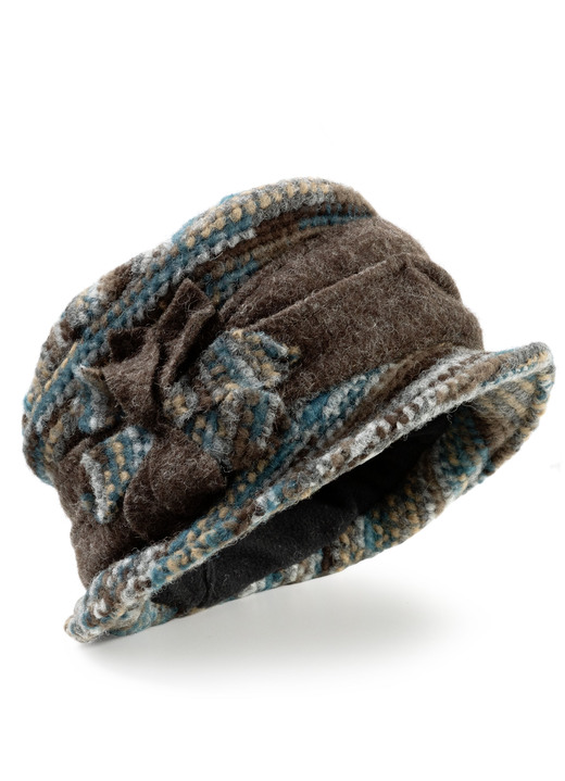 Mützen & Hüte - Warmer Damen-Hut mit Krempe, in Farbe PETROL-BRAUN Ansicht 1