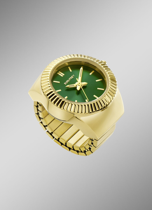 Quartzuhren - Goldfarbene Quarz-Ringuhr, in Farbe  Ansicht 1