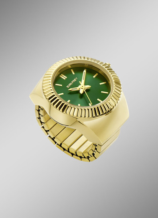 Goldfarbene Quarz-Ringuhr