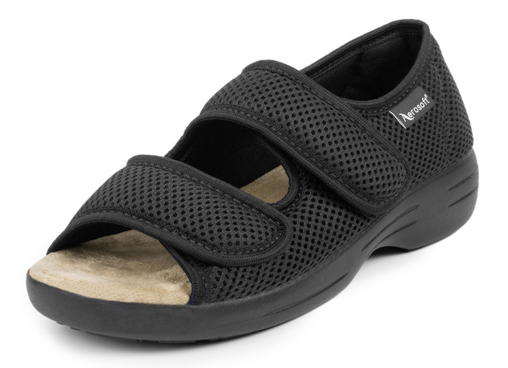 Sandaletten & Pantoletten - Klett-Sandale für Damen und Herren, in Größe 036 bis 046, in Farbe SCHWARZ, in Ausführung Komfort-Klett-Sandale mit 2 Klettverschlüssen Ansicht 1